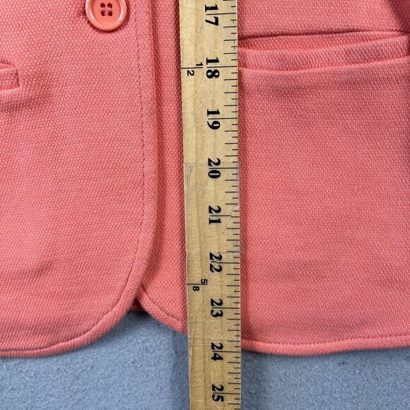 La Ligna Knit Blazer Jacket Women’s Small Orange Button V Neck Collarless - Picture 9 of 16